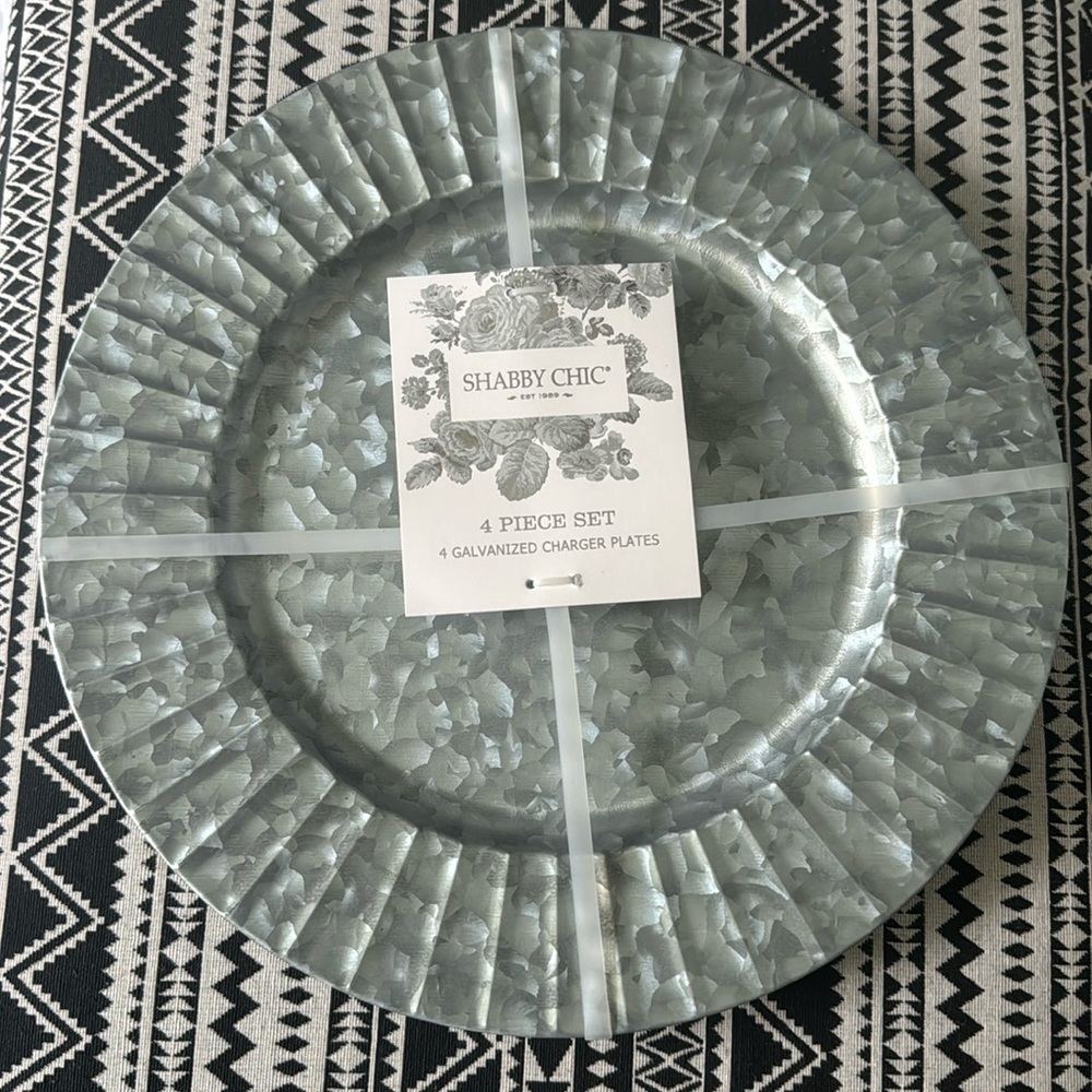 Shabby Chick Galvanized Charger Dinner 4 pcs
